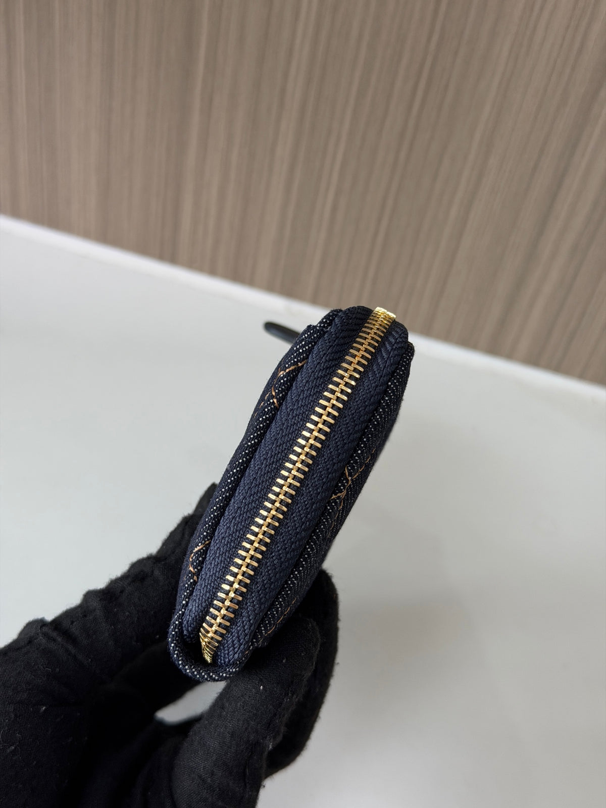 Carteira Chanel - Jeans Azul - 13cm
