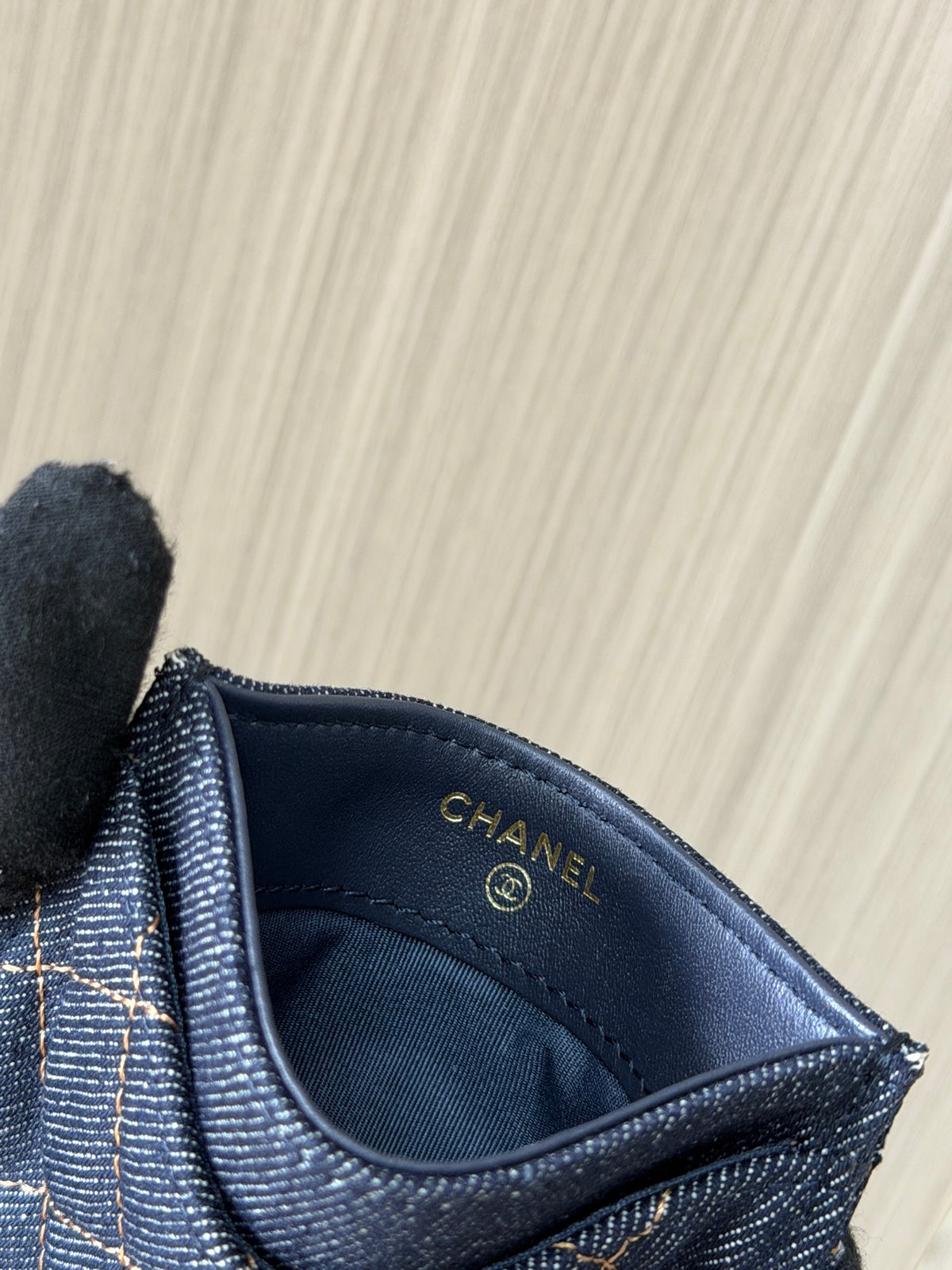 Porta-Cartões Chanel - Jeans Azul - 11cm