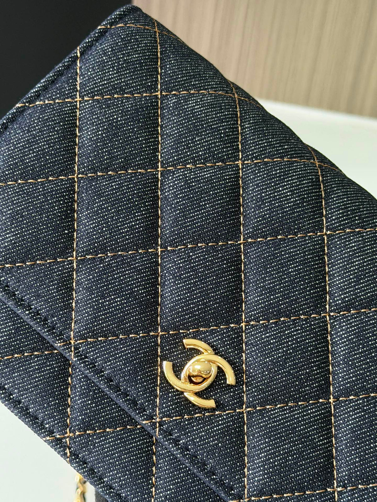 Bolsa carteira Chanel - Jeans Azul - 19cm