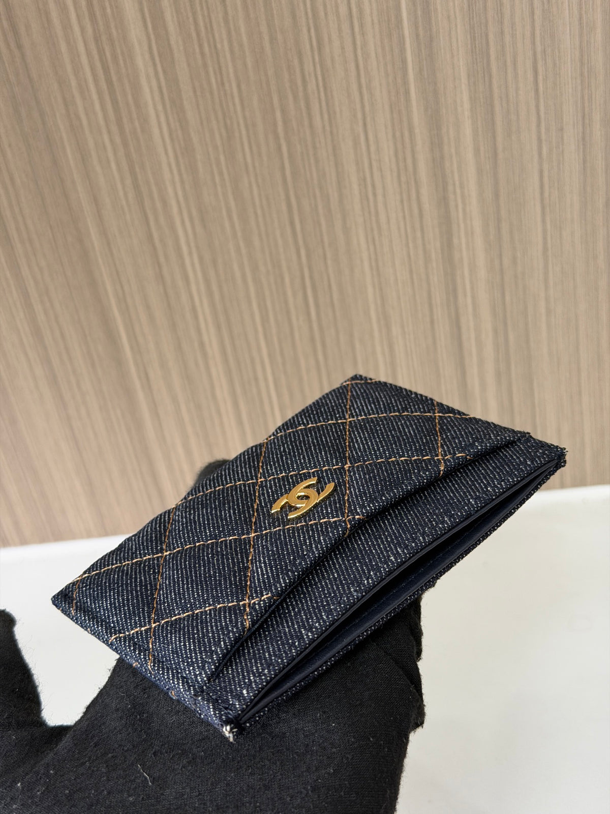 Porta-Cartões Chanel - Jeans Azul - 11cm