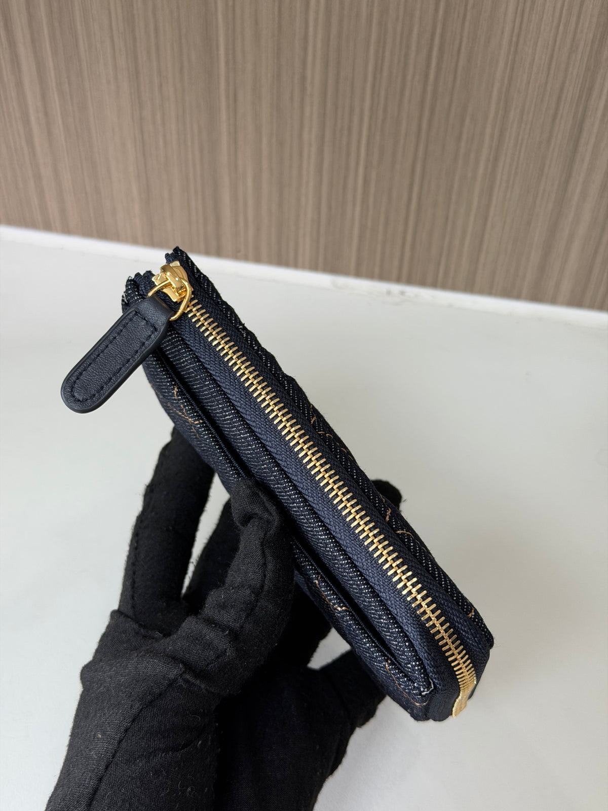 Carteira Chanel - Jeans Azul - 13cm