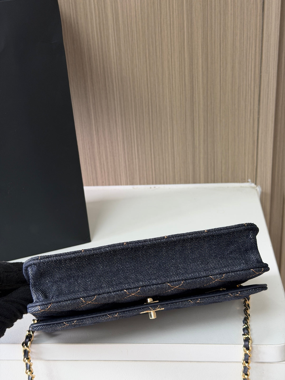 Bolsa carteira Chanel - Jeans Azul - 19cm
