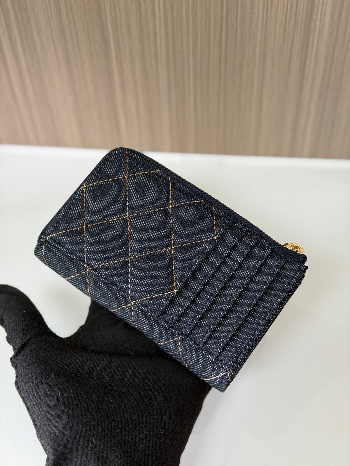 Carteira Chanel - Jeans Azul - 13cm