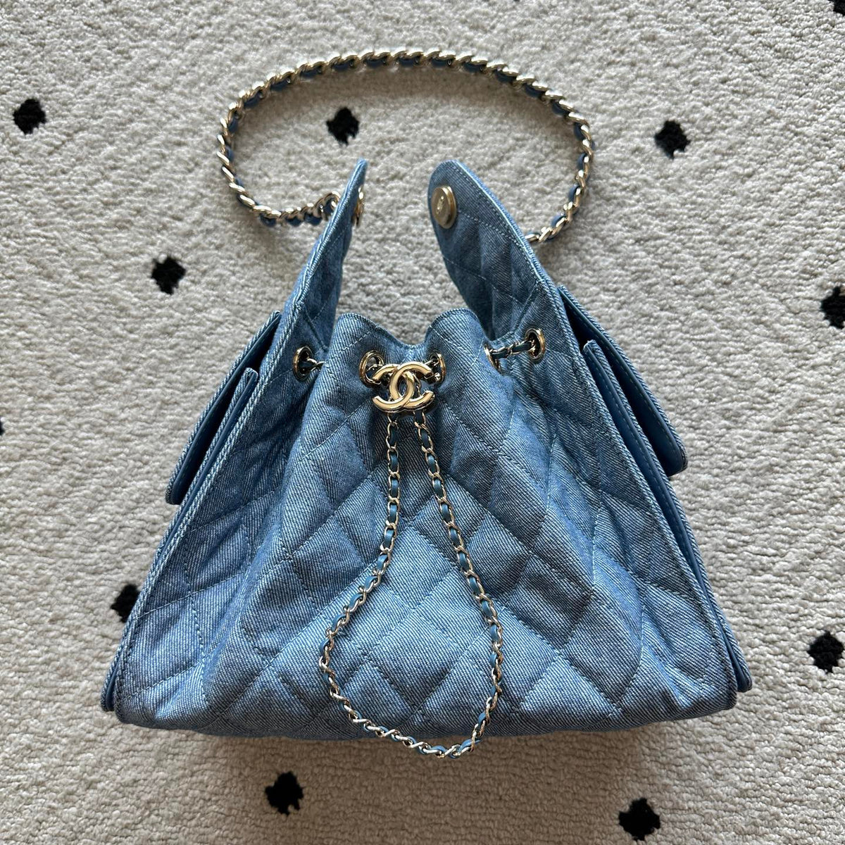 Bolsa Chanel 25 Jeans Denim Azul - 30cm