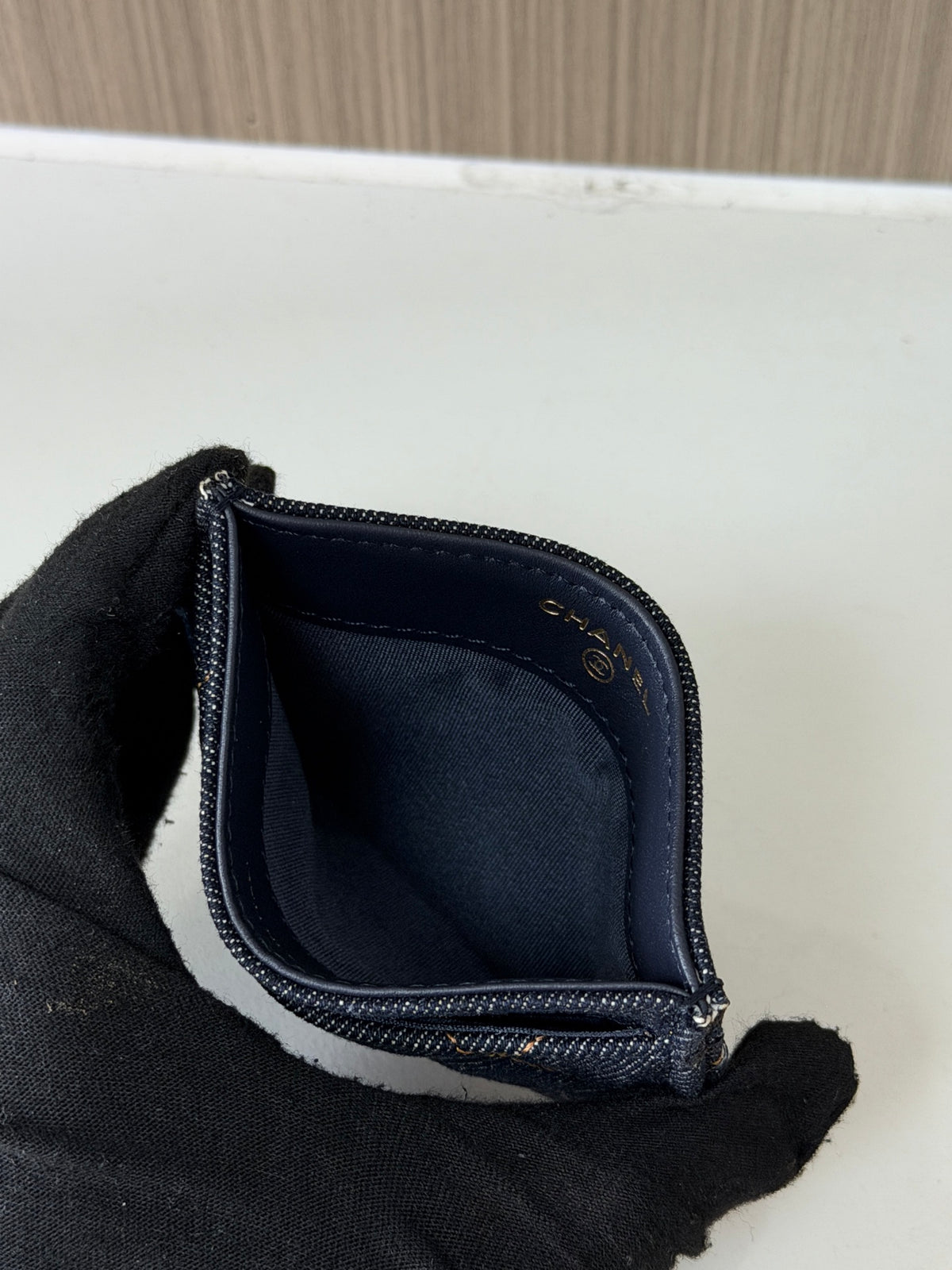 Porta-Cartões Chanel - Jeans Azul - 11cm