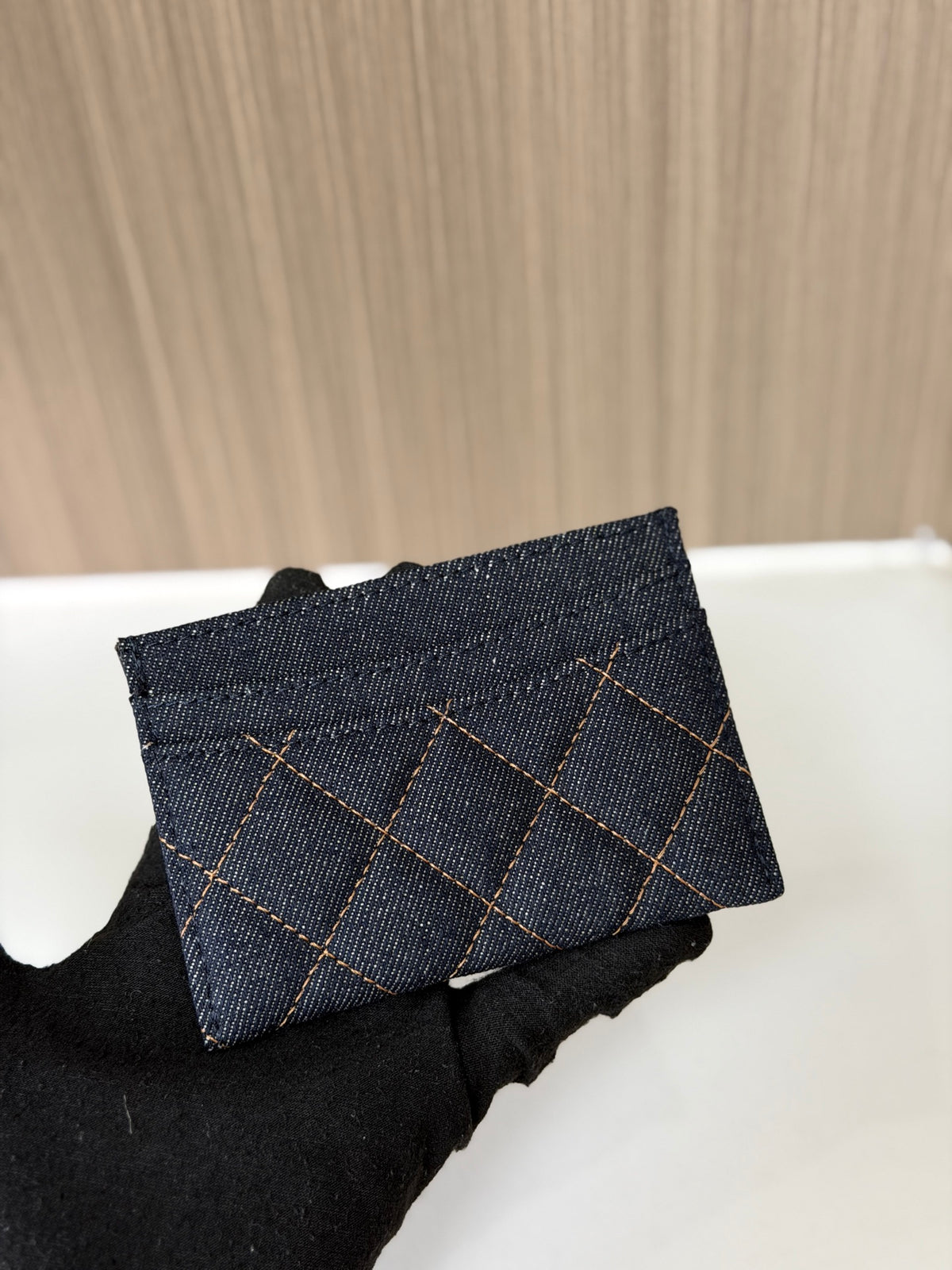 Porta-Cartões Chanel - Jeans Azul - 11cm