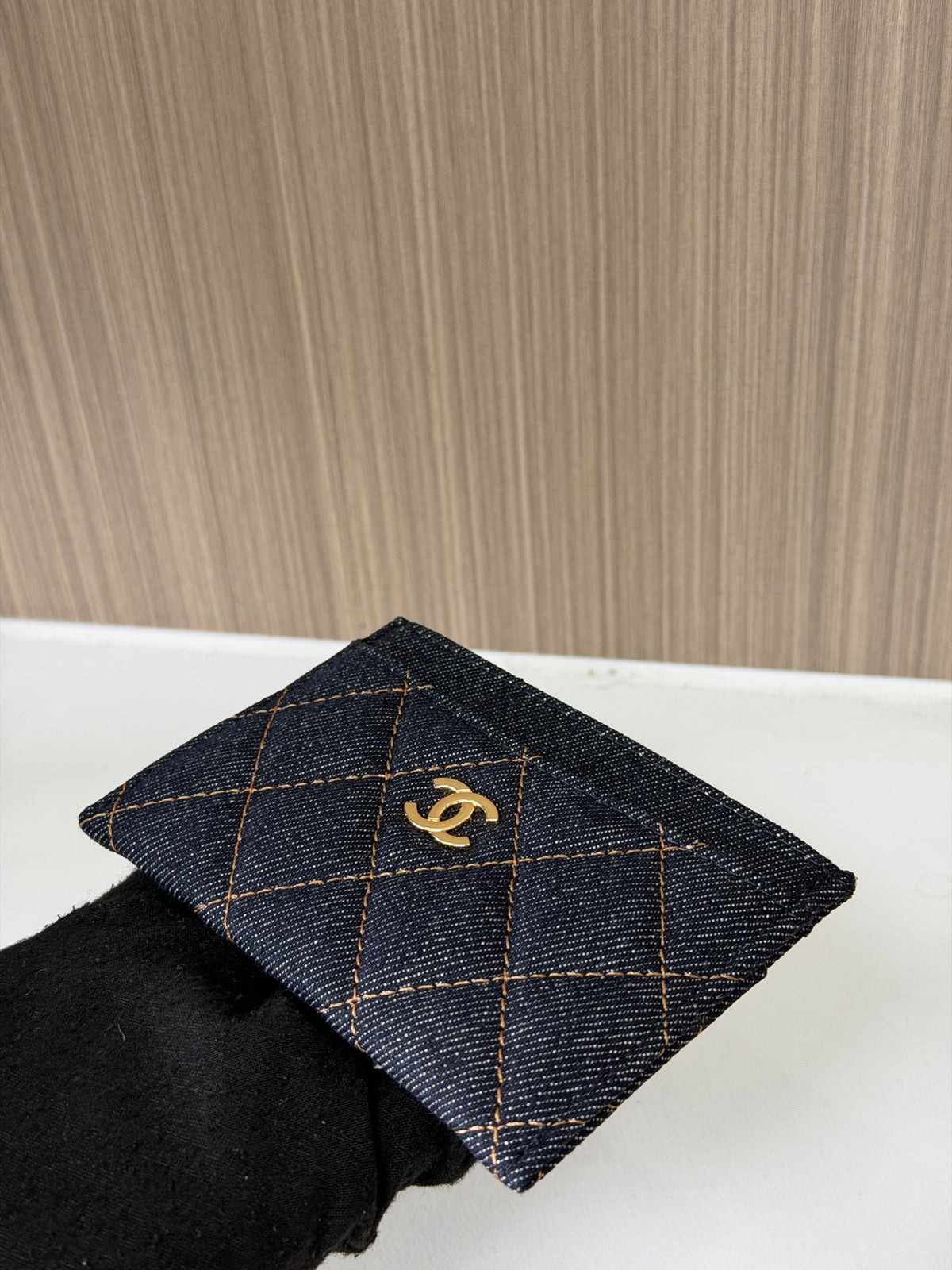 Porta-Cartões Chanel - Jeans Azul - 11cm