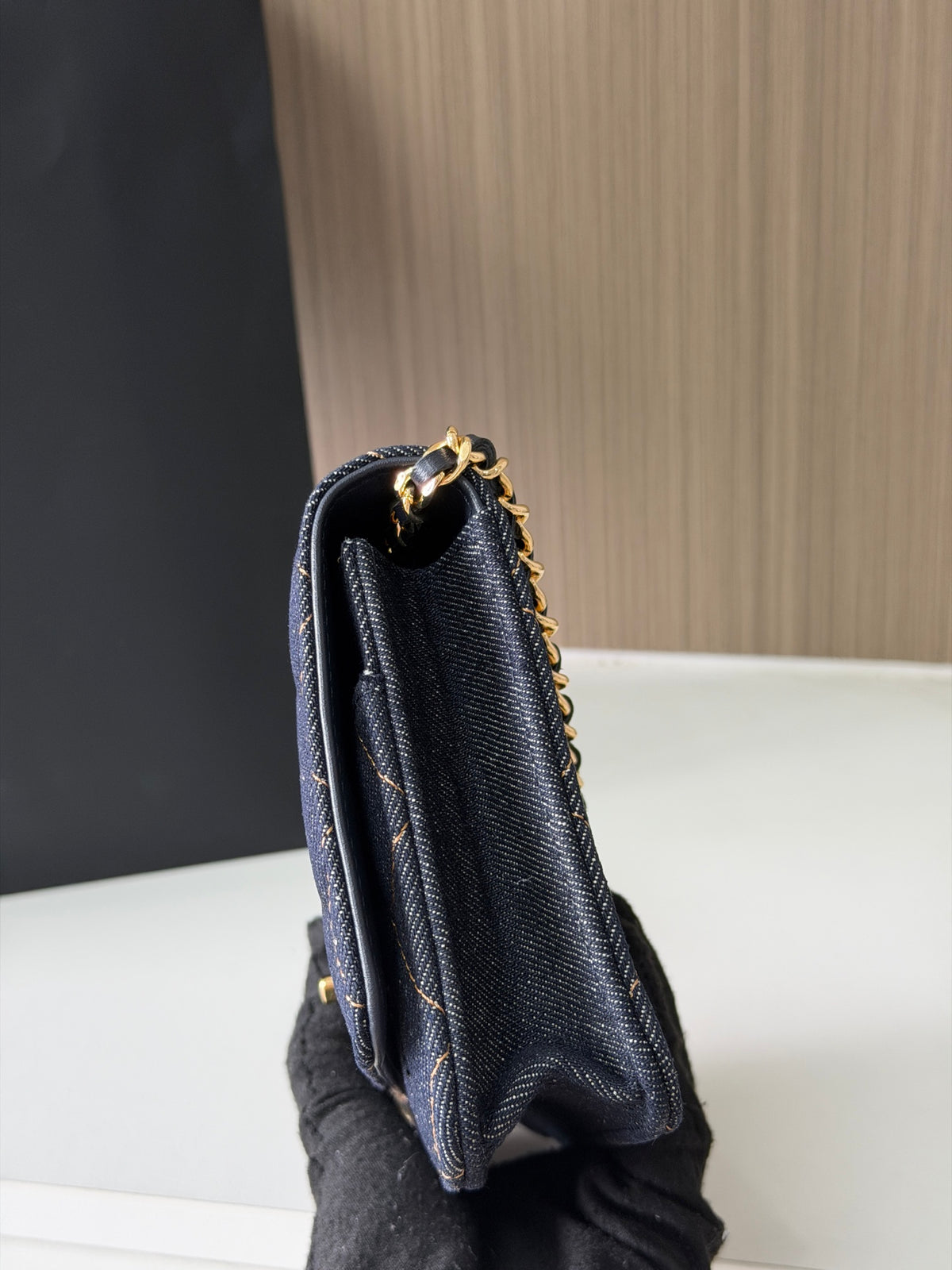 Bolsa carteira Chanel - Jeans Azul - 19cm