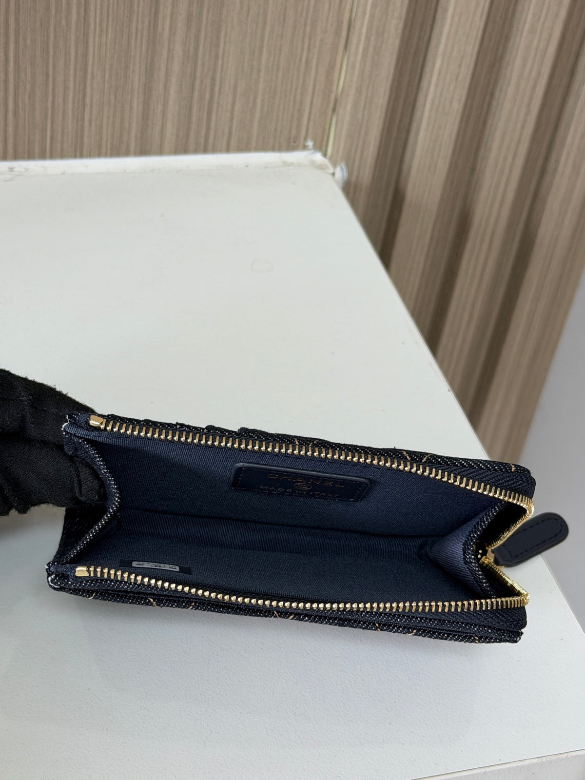 Carteira Chanel - Jeans Azul - 13cm