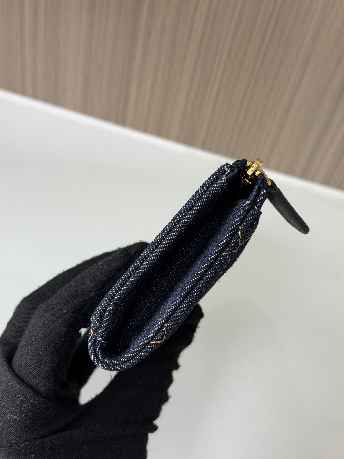 Carteira Chanel - Jeans Azul - 13cm