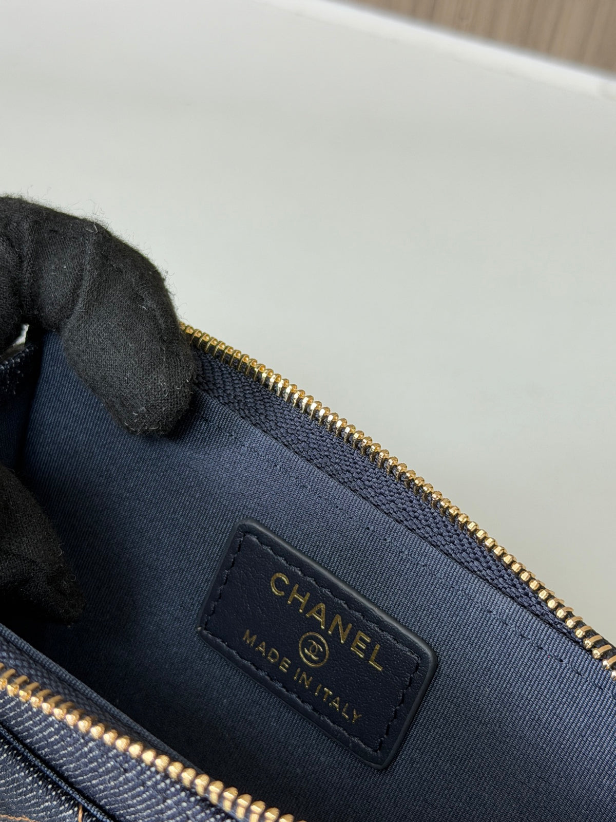 Carteira Chanel - Jeans Azul - 13cm